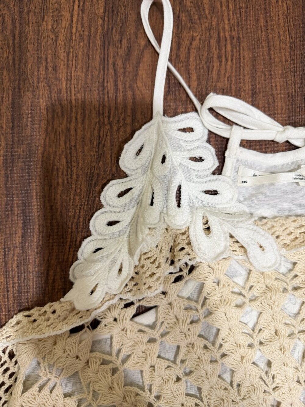 By Anthropologie Pieced Crochet Sweater Tank Ivory XXS - Picture 11 of 14